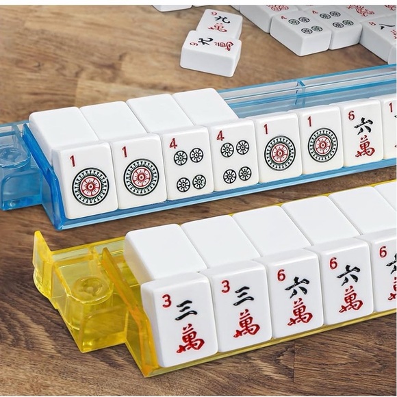 Colorful Mahjong Set with Red Carrying Case - Picture 4 of 4